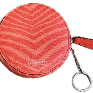 Coach Coral Zebra-Print Round Mini Bag Keychain